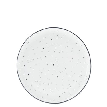 Bastion Collections Dessertteller Little Dots Keramik weiß schwarz D19cm RJ/DE 026 BL Keramikgeschirr gedeckter Tisch im Sale
